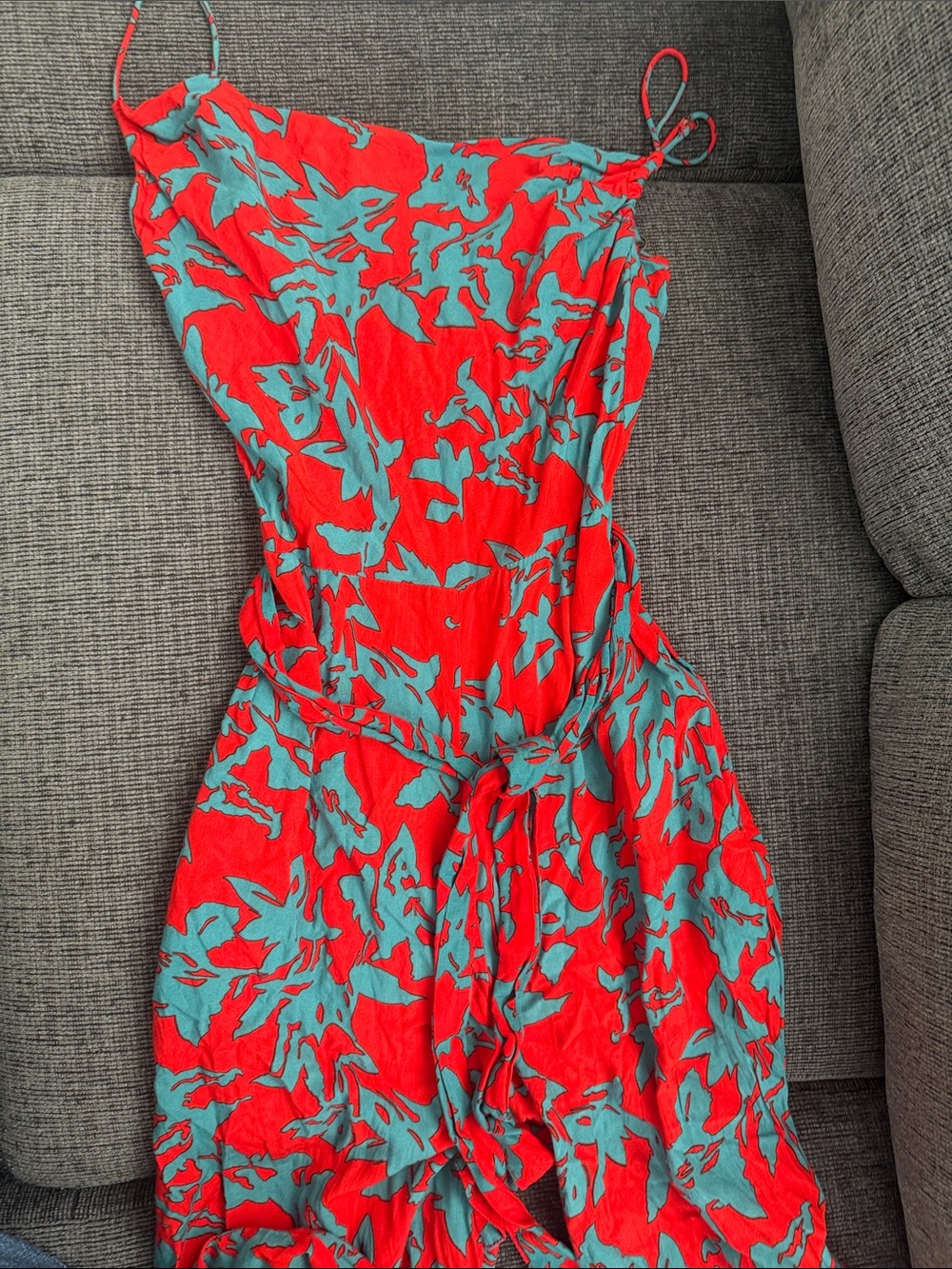 Valija Red and Teal Floral Print jumpsuit